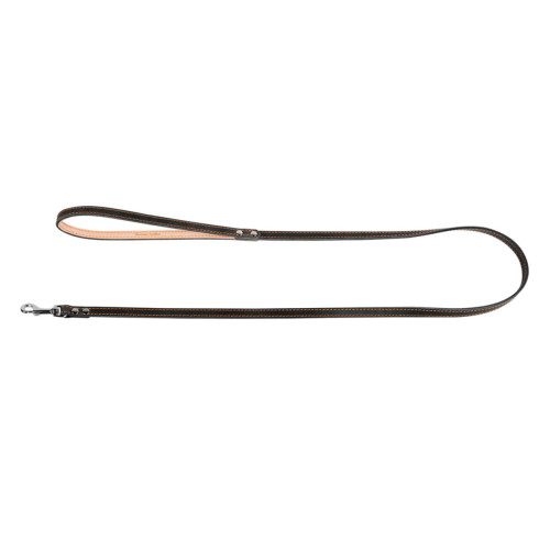 Кожаный поводок для собак Collar одинарный с прошивкой черного цвета, 122 см