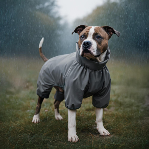 Дождевик для собак WAUDOG Clothes водонепроницаемый серый