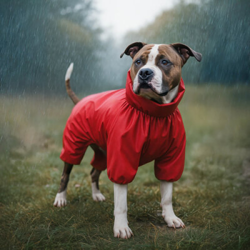 Дождевик для собак WAUDOG Clothes водонепроницаемый красный