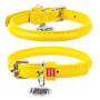 Ошейник для собак кожаный "WAUDOG Glamour" круглый жёлтого цвета с QR паспортом