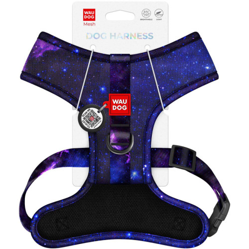 Шлея для собак дихаюча WAUDOG Mesh малюнок "NASA21" з QR паспортом