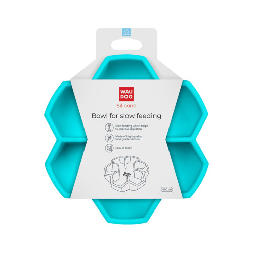 Миска для медленного кормления собак WAUDOG Silicone, голубая