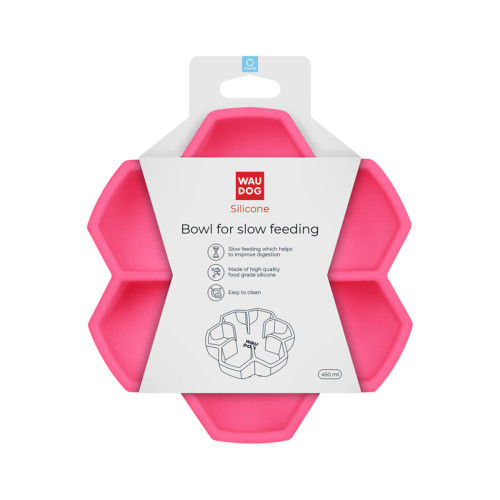 Миска для медленного кормления собак WAUDOG Silicone, розовая