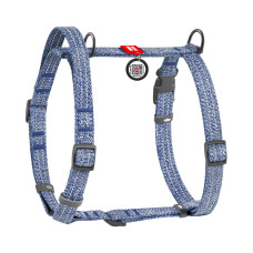 Шлея для собак с ручкой анатомическая Н-образная WAUDOG Re-cotton Синяя