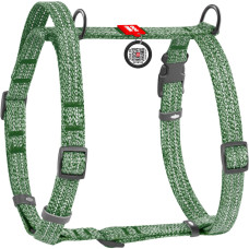 Шлея для собак с ручкой анатомическая Н-образная WAUDOG Re-cotton Зеленая