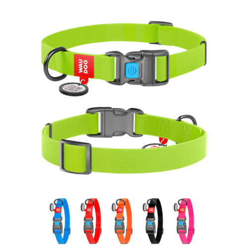 Нашийник для собак WAUDOG Waterproof з пластиковою пряжкою-фастекс салатового кольору