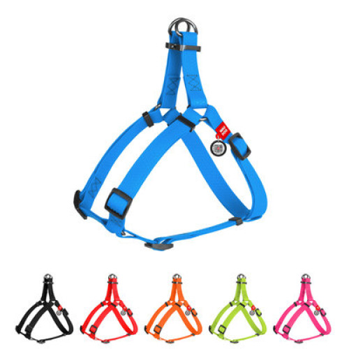 Шлея для собак водостойкая WAUDOG Waterproof с металлическим фастексом "Голубая"