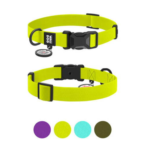 Ошейник для собак WAUDOG Magnet водостойкий, магнитная пряжка-фастекс, лимонный