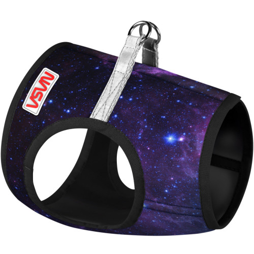 Мягкая шлея для собак WAUDOG Clothes рисунок "NASA21" с QR паспортом