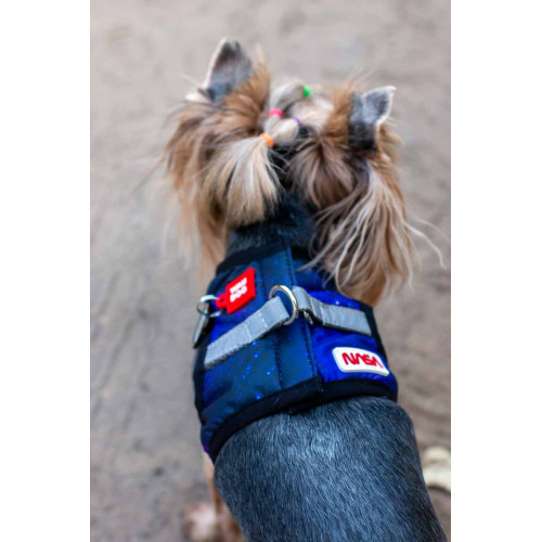 Мягкая шлея для собак WAUDOG Clothes рисунок "NASA21" с QR паспортом