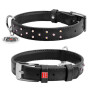 Ошейник для собак WAUDOG Glamour кожаный черный со стразами и QR паспортом