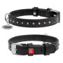 Ошейник для собак WAUDOG Glamour кожаный черный со стразами и QR паспортом