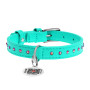 Нашийник для собак шкіряний WAUDOG Glamour зі стразами, ментоловий