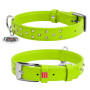 Нашийник для собак WAUDOG Glamour шкіряний салатовий зі стразами та QR паспортом