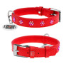 Ошейник для собак WAUDOG Glamour кожаный красный со стразами "Цветы" и QR паспортом