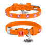 Ошейник для собак WAUDOG Glamour кожаный оранжевый со стразами "Цветы" и QR паспортом