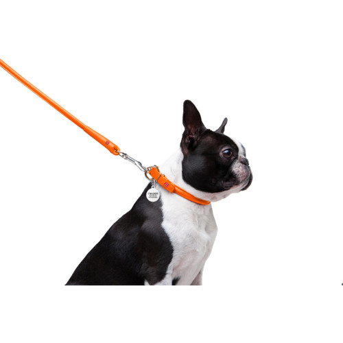 Круглий шкіряний повідець для собак WauDog Glamour помаранчевого кольору, 122 см