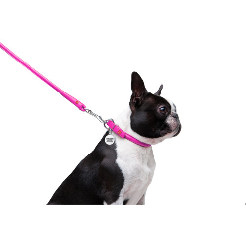 Круглий шкіряний повідець для собак WauDog Glamour рожевого кольору, 122 см