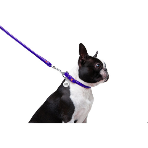 Круглий шкіряний повідець для собак WauDog Glamour фіолетового кольору, 122 см