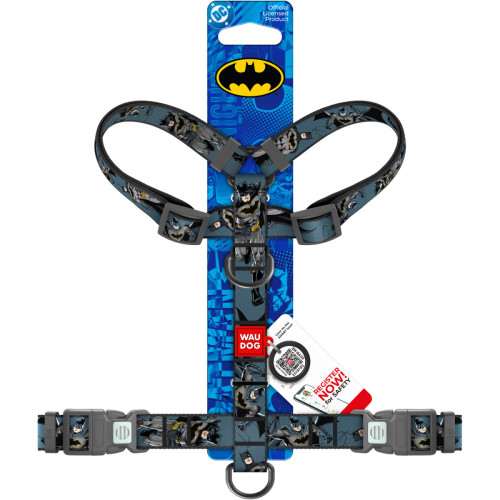 Шлея для собак анатомическая WAUDOG Nylon "Тень Бэтмена" с QR-паспортом