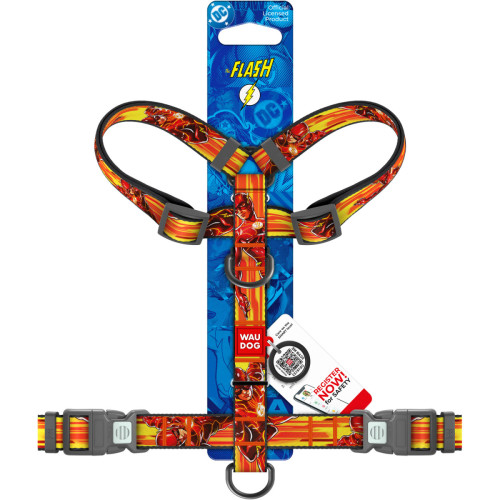Шлея для собак анатомическая WAUDOG Nylon "Скорость Флеша" с QR-паспортом