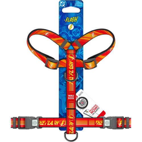 Шлея для собак світловідбивна анатомічна WAUDOG Nylon "Флеш Лого" з QR-паспортом