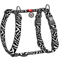 Шлея анатомическая WAUDOG Nylon с рисунком Зебра (с двумя фастексами)