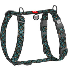 Шлея анатомическая WAUDOG Nylon с рисунком Чешуя (с двумя фастексами и QR паспортом)