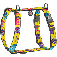 Шлея для собак анатомическая WAUDOG Nylon "Мохнатые монстры" с QR-паспортом