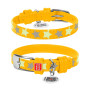 Ошейник для собак кожаный Collar WAUDOG Glamour светонакопительный жёлтого цвета с QR паспортом