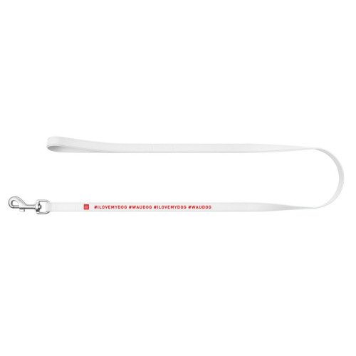 Поводок для собак кожаный WauDog Design белого цвета "Я люблю свою собаку", 122 см