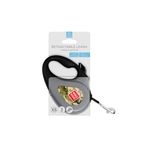 Поводок-рулетка для собак WAUDOG R-leash «Милитари», светоотражающая лента