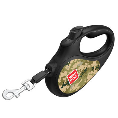 Поводок-рулетка для собак WAUDOG R-leash «Милитари», светоотражающая лента