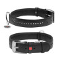 Ошейник для собак кожаный WAUDOG Glamour с QR паспортом, двойной со стразами, чёрный