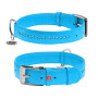 Ошейник для собак кожаный WAUDOG Glamour с QR паспортом, двойной со стразами, голубой