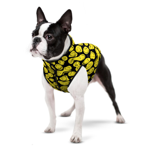 Курточка для собак WAUDOG Clothes рисунок «Смайлы на черном»