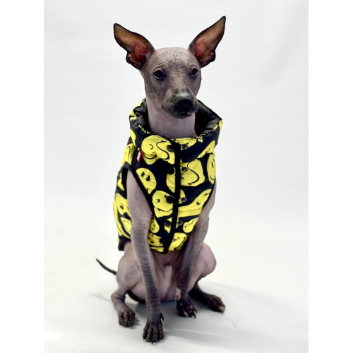 Курточка для собак WAUDOG Clothes рисунок «Смайлы на черном»