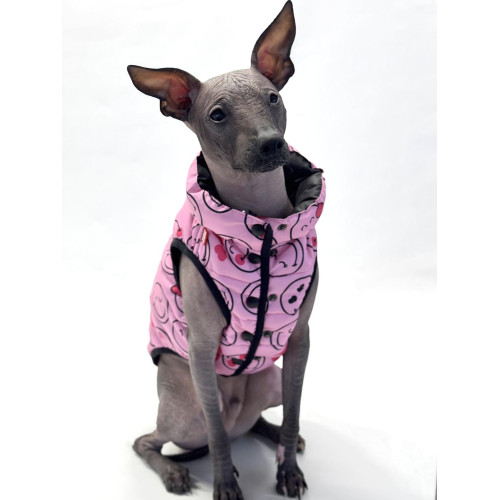 Курточка для собак WAUDOG Clothes рисунок «Смайлы на розовом»