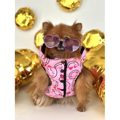 Курточка для собак WAUDOG Clothes рисунок «Смайлы на розовом»