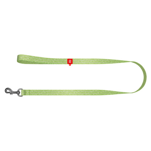 Поводок для собак из восстановленного хлопка WAUDOG Re-cotton светоотражающий, салатового цвета (150-500 см)
