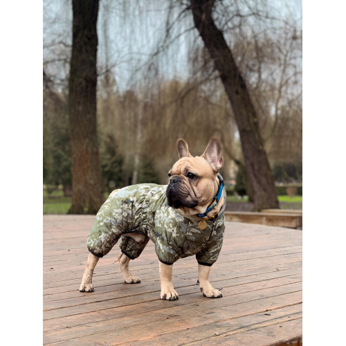 Комбінезон для собак WAUDOG Clothes Мілітарі камуфляжний зі світловідбивним капюшоном