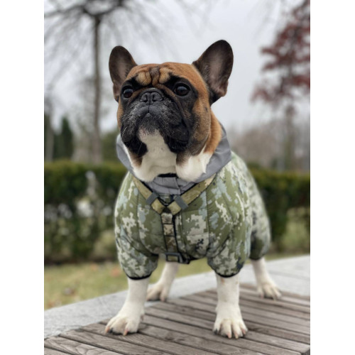 Комбінезон для собак WAUDOG Clothes Мілітарі камуфляжний зі світловідбивним капюшоном