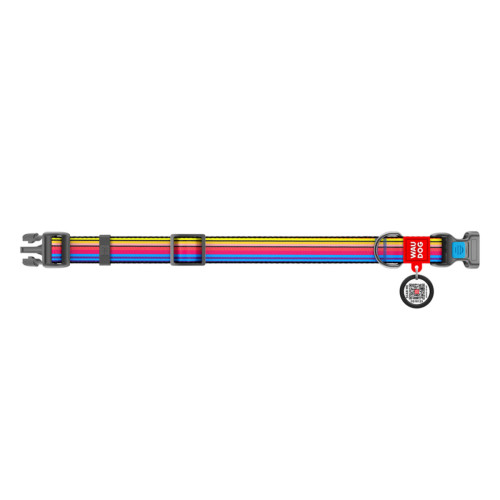 Нашийник для собак нейлоновий WAUDOG Nylon з QR-паспортом, малюнок "Лінія 1", пластиковий фастекс