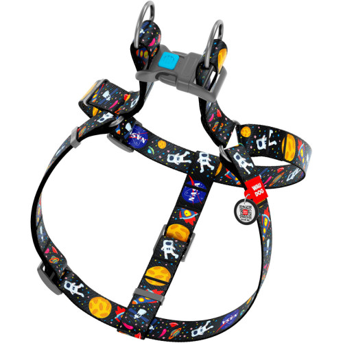 Шлейка для собак WAUDOG Nylon с QR паспортом «NASA», пластиковый фастекс