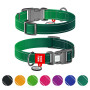 Ошейник для собак WAUDOG Nylon Mono зелёного цвета, светоотражающий
