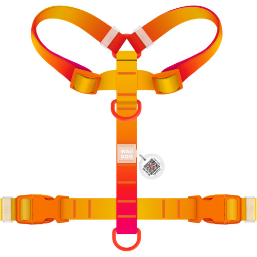 Шлея для собак анатомическая Н-образная WAUDOG Nylon Recycled "Градиент Оранжевый"