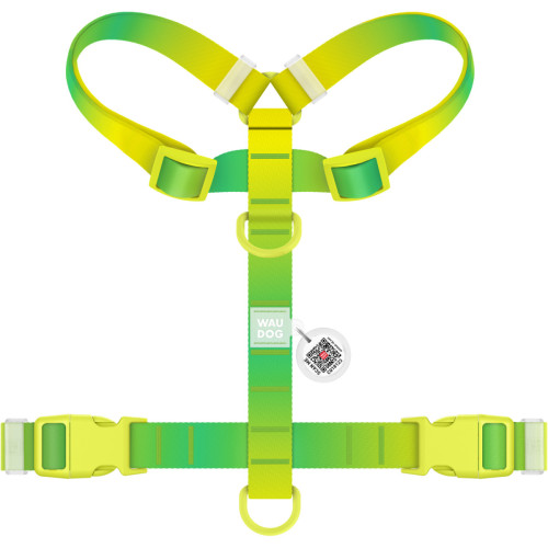 Шлея для собак анатомическая Н-образная WAUDOG Nylon Recycled "Градиент Салатовый"