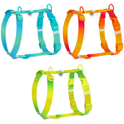 Шлея для собак анатомическая Н-образная WAUDOG Nylon Recycled "Градиент Салатовый"