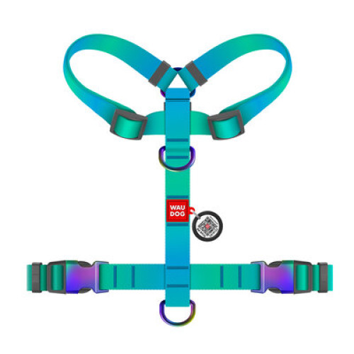 Шлея для собак анатомическая Н-образная WAUDOG Nylon Recycled "Градиент Голубой"