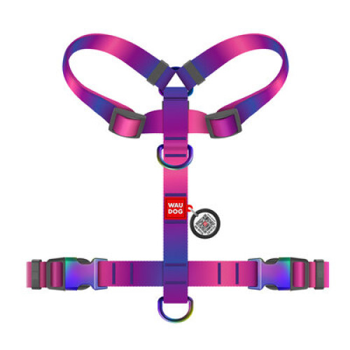 Шлея для собак анатомическая Н-образная WAUDOG Nylon Recycled "Градиент Фиолетовый"